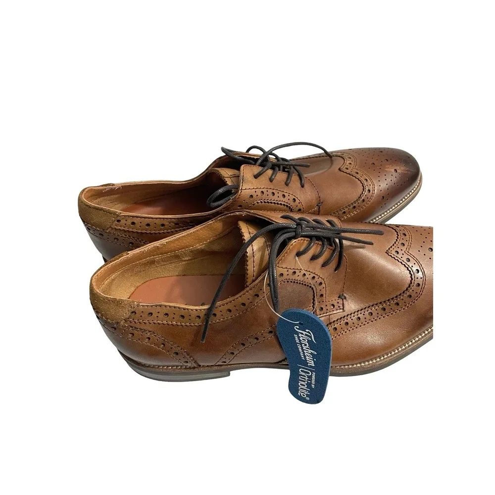 NEW Florsheim Midtown Wingtip Oxford leather shoes Size 8 Cognac brown